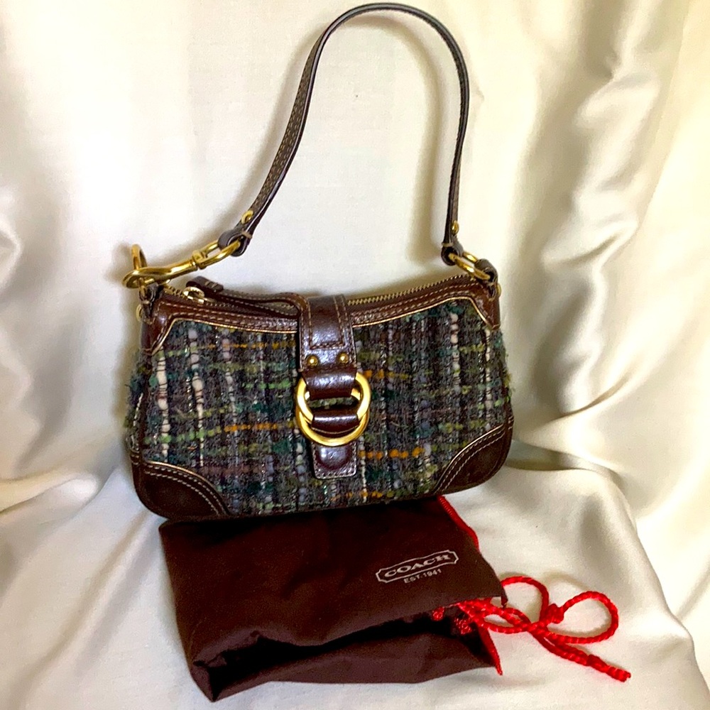 Vintage Coach Tweed and Suede Mini Bag